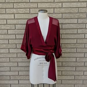 Cropped silk kimono top